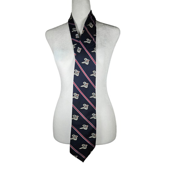 Mens Vintage JC‎ Penny Tie Designer Collection Navy Red Birds - Picture 1 of 5